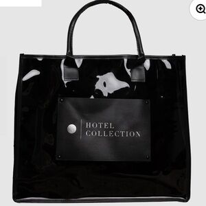 Hotel Collection Luxury Black Tote NWOT Vegan Leather PVC Contemporary Luxury
